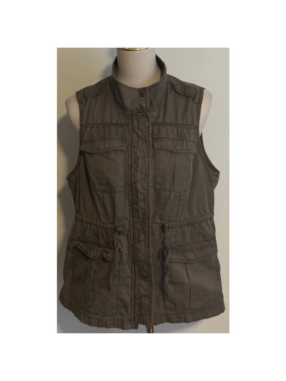 Women's Maurices Olive Green Utility Vest Plus Size 0X(14W)
